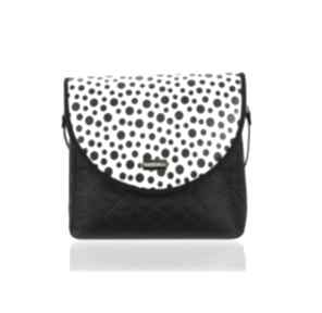 Torebka puro classic 2351 black polka dots farbotka, elegancka, na co dzień, biało czarna