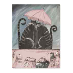 under my umbrella aleksandrab kot, koty, obraz, dziecko, dzieciecy
