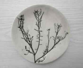 Malutki talerzyk z roślinkami ceramika ana roślinna, botaniczne dodatki, ceramiczny