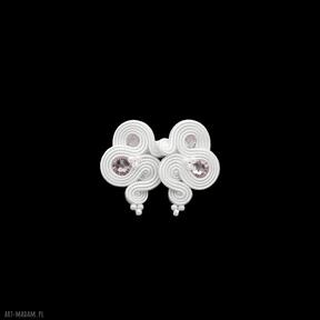 Kolczyki ślubne soutache mini rose kavrila swarovski, krótkie, klasyczne, sutasz