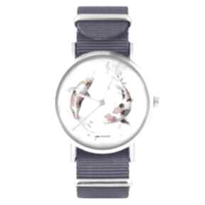 zegarki! zegarek nylonowy-pasek typ-militarny karpie-koi ryby