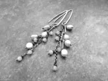 Kolczyki z perłami - minerałami srebrne srebro prezent dla kobiety biżuteria