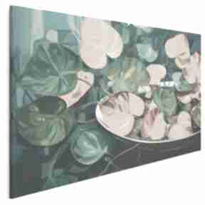 Obraz na płótnie - kwiaty liście martwa natura nowoczesny kolorowy 120x80 cm 120801 vaku dsgn