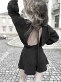 Muślinowy komplet black ubrania bohemian soul damski, bluzka i spodenki, odzież z muślinu