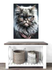 Portret hipsterskiego - teo wydruk na cm B2 justyna jaszke kot, koty - obraz płótnie, 50x70