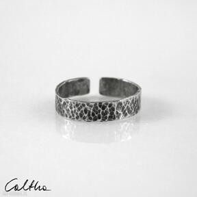 Lawa - 2000-30 caltha srebrny pierścionek, obrączka, męska regulowana minimalistyczna