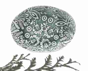 Folkowa ceramika ana podstawka na mydło, artystyczna mydelniczka, ozdobna