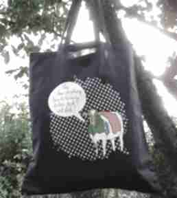 Eko torba na ramię - zakupy A4 śmieszny nadruk krowa kolor granatowy mungo, format