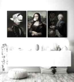 Zestaw 3 plakatów z serii 50x70 cm plakaty hogstudio sztuka, monalisa, da vinci, do salonu