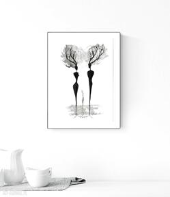 Grafika A4, minimalizm, abstrakcja czarno biała art krystyna siwek obrazy ręcznie malowane