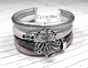 z rzemieni silverpink designby porcupine bransoletka, rzemienie, boho, romantyczna