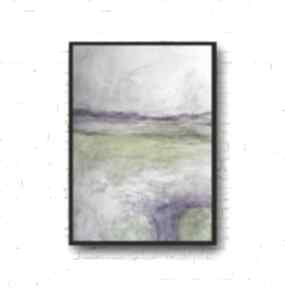 Abstrakcja w fioletach i zieleniach akwarela formatu A4 paulina lebida, fiolet, zieleń