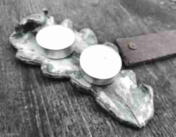 Ceramiczna podstawka liść dębu c744 ceramika shiraja, na teallighty, palo santo, prezent