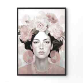 kobieta z - format 30x40 cm hogstudio plakat, plakaty, kwiaty, z kwiatami, dziewczyna, kolorowy