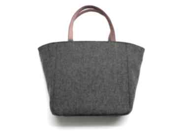 Shopper bag worek - tkanina dark grey i czerwony na ramię torebki niezwykle elegancka