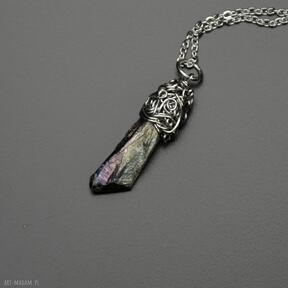 kwarc tytanowy kolorowy aura wire wisiorki agata rozanska wisiorek, talizman, amulet, wrapping