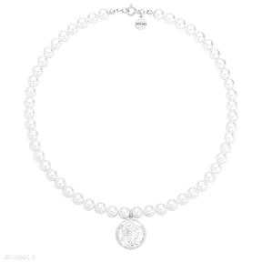 Srebrny z pereł swarovski® crystal monetą sotho naszyjnik, 925, perły, perłami, necklace