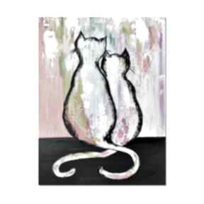 Koty ml 2, ręcznie na aleksandrab obraz, płótnie, malowane, prezent, pokoju dziecięcego