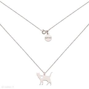 Naszyjnik w różowym złocie kot z serduszkiem sotho, łańcuszek, serce, różowe