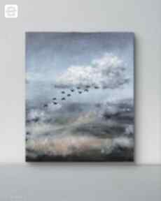 "kierunek - południe" olejny na płótnie, 50x60 cm kkjustpaint olej abstrakcja, ptaki obraz