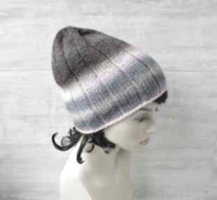 Czapka beanie slouchy kolorowa zimowa wełniana modna dla kobiety