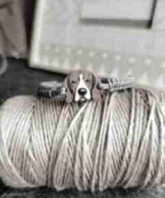 homemade by n beagle, ręcznie malowana, pleciona bransoletka, pies, regulowana drewno