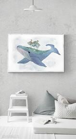 Obraz - plakat 70x50 cm wieloryb pokoik dziecka margo art dom, dekoracja, wnętrze, dziecko