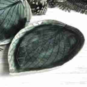 Zestaw dwóch talerzyków liści, ceramicznych - funkjaste ceramika smokfa liście, talerz, liść