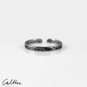 Nieregularna - 2000-03 caltha srebrny pierścionek, obrączka, regulowany minimalistyczna