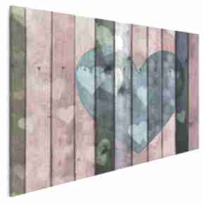 Obraz na płótnie - serca drewno kolorowy 120x80 cm 76801 vaku dsgn, deski, wystrój, miłość