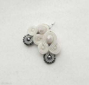 Kolczyki sutasz si su soutache, sznurek, małe, eleganckie, szare, kolorowe