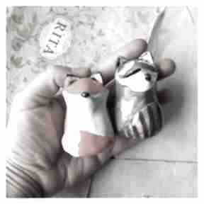 Borsuk i lis miniatury ceramika wylęgarnia pomysłów