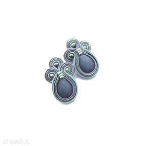 Aqua - kolczyki mro sutasz, soutache, turkusowe, niebieskie, jadeity