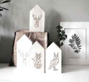 3 x z leśnymi dekoracje wooden love zwierzątka, domki, domek, skandynawski, lis