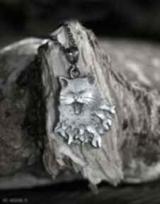 Wisior kot z rybami ze srebra próby 925 cztery humory wisiorek, biżuteria z kotem, zwierzętami