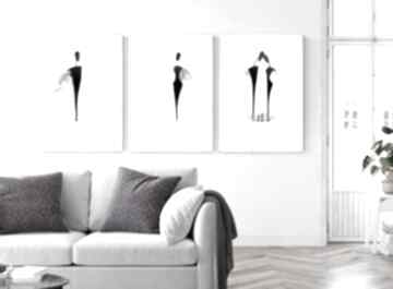 Zestaw 3 50x70 cm wykonanych ręcznie, abstrakcja, elegancki minimalizm plakaty art krystyna