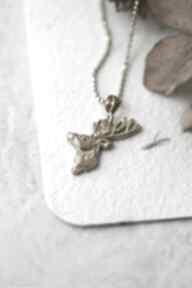 Jeleń mini amulet ze złoconego srebra wisiorki cztery humory bizuteria z jeleniem, wisior