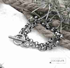 Naszyjnik srebro - łańcuch z zapięciem toggle cocopunk krótki, oksydowane, prezent dla niej