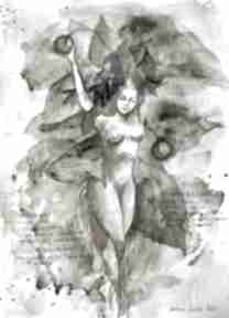 "mandragora żeńska z opisem" akwarela artystki adriany laube - magiczna roślina art malarstwo