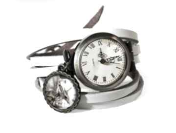 Steampunk'owy smok - zegarek bransoletka na skórzanym pasku zegarki eggin egg, dowieszką