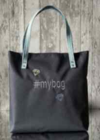 Torba z haftem #mybag na ramię happy art torebka, miejska, kordura, hashtag, haft, prezent