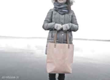 Shopper bag torebki czarnaowsianka torba, brzoskwinowa, szyte, modna