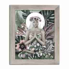 Grafika "okwiecona" 60x50 cm janka zaborowska na prezent, na ścianę, medytacja, kobieta