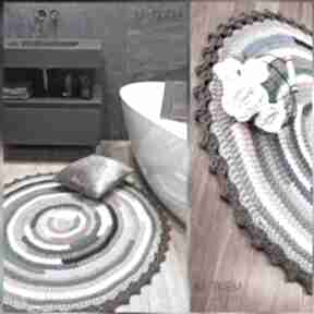 Dywan okrągły ze sznurka bawełnianego 113cm motkiem i sznurkiem szydełkowy, dywany