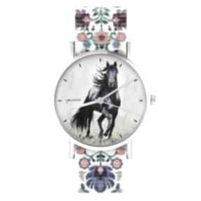 Zegarek - czarny koń 2 folk biały, nato zegarki lili arts, nylonowy pasek, ludowy, folklor