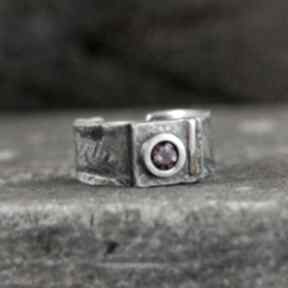 Granat rodolit - pierścionek ze srebra i złota atelier4 i, z granatem, z rodolitem