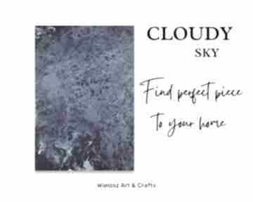 "cloudy sky" obraz akrylowy na płótnie 40x50 cm pouring wielgoszart wielgosz art, do salonu