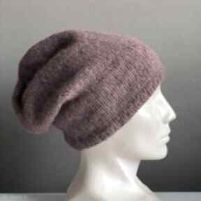 Ręcznie robiona czapka handmade bordowa alpaka nitkowe love, rękodzieło, na drutach, hat