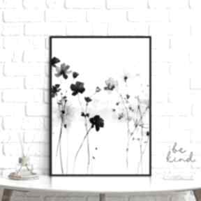 Plakat biało czarne kwiaty - format 40x50 cm plakaty hogstudio, desenio, do salonu, sypialni