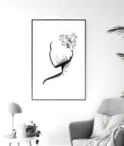 Grafika 50x70 cm wykonana ręcznie, abstrakcja, styl skandynawski, czarno biała, 2527081 plakaty